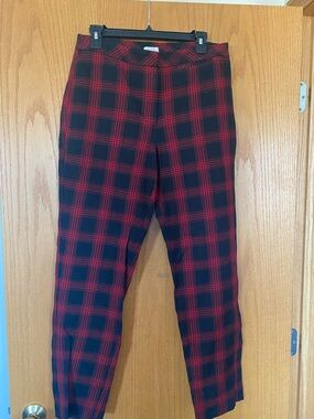 J. Jill Red and Black Plaid Straight Leg Pants